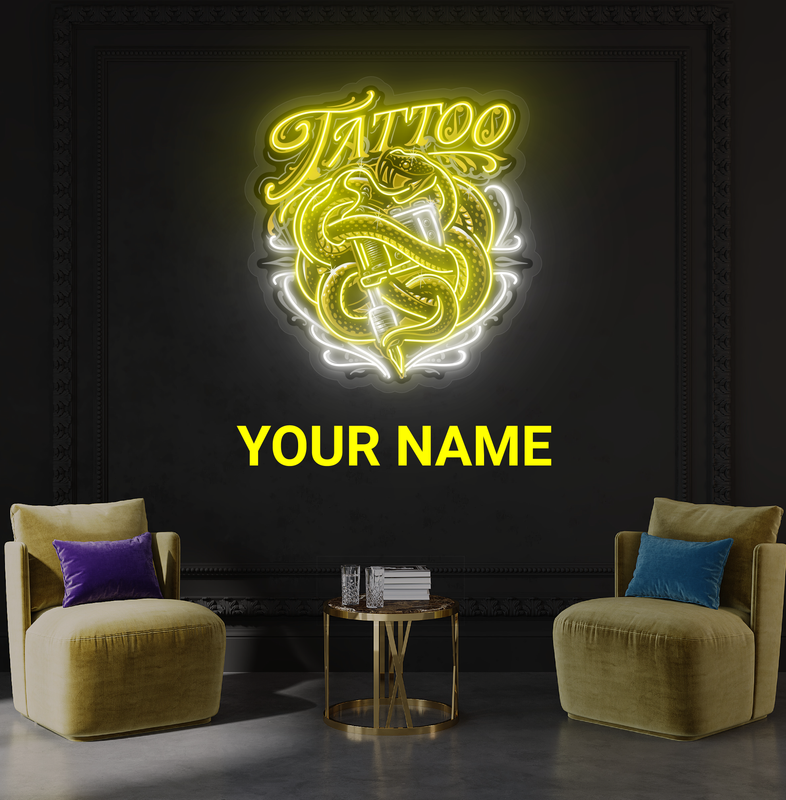 Enseigne néon LED œuvre d'art tatouage mascotte serpent