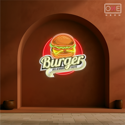 Enseigne lumineuse LED néon Burger Delicious Taste Artwork