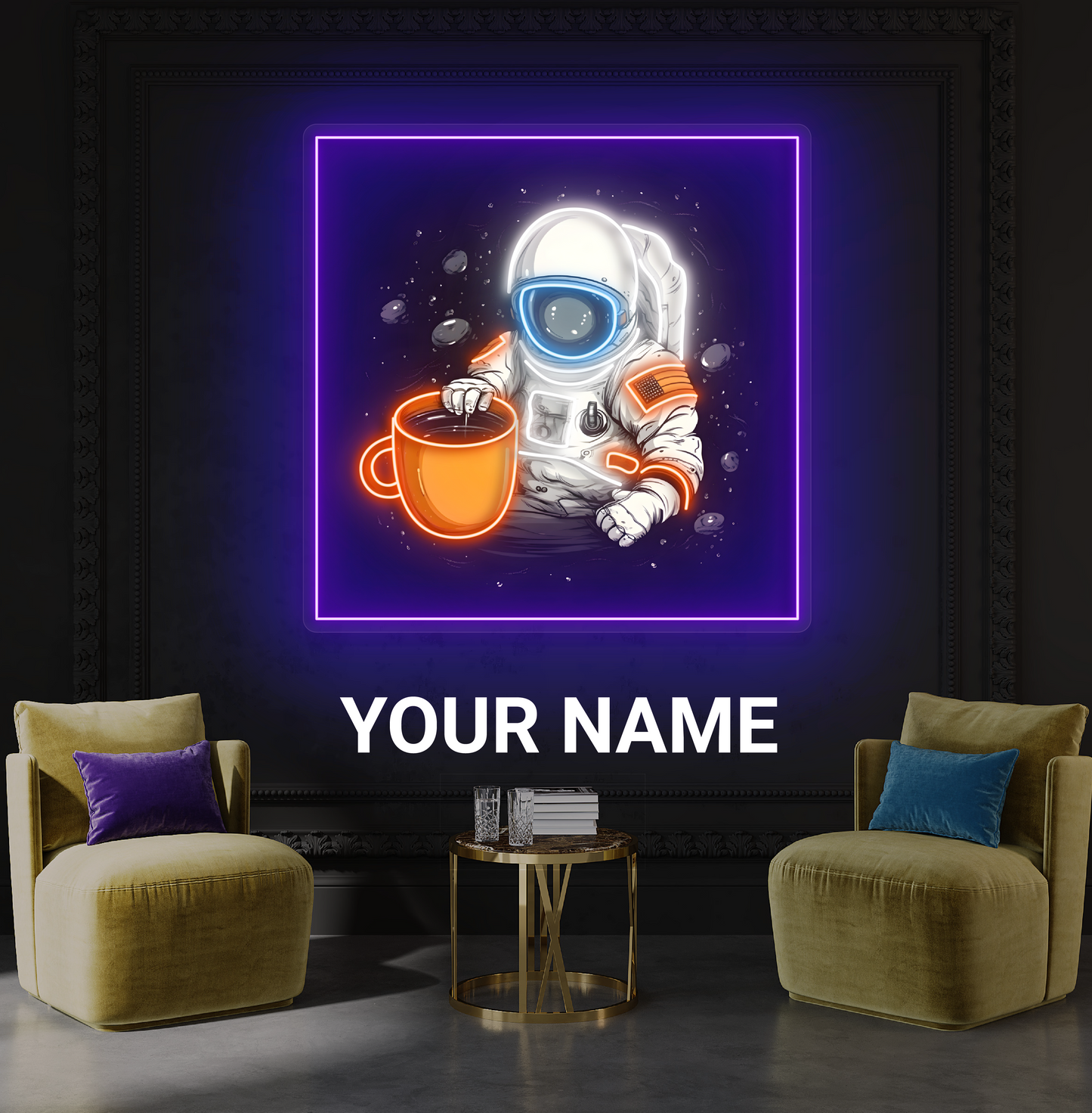 Enseigne néon LED Artwork Café Astronaute