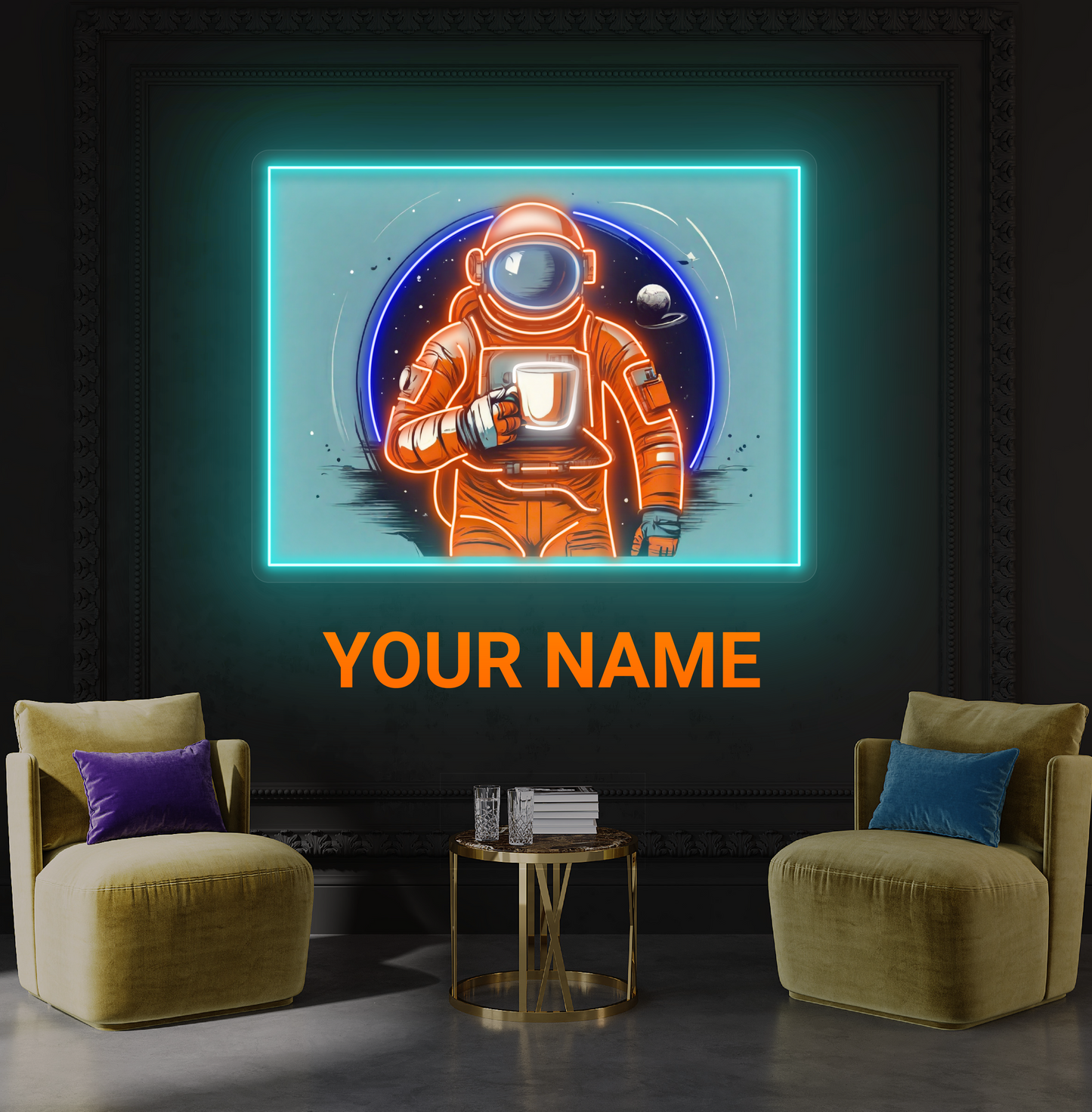 Enseigne néon LED artistique Spacewalk Coffee