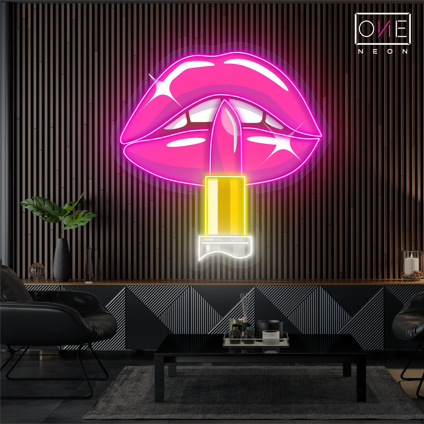 Enseigne néon LED œuvre d'art Luxe Lips