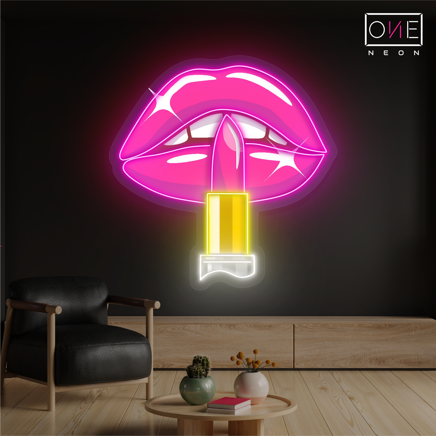 Enseigne néon LED œuvre d'art Luxe Lips