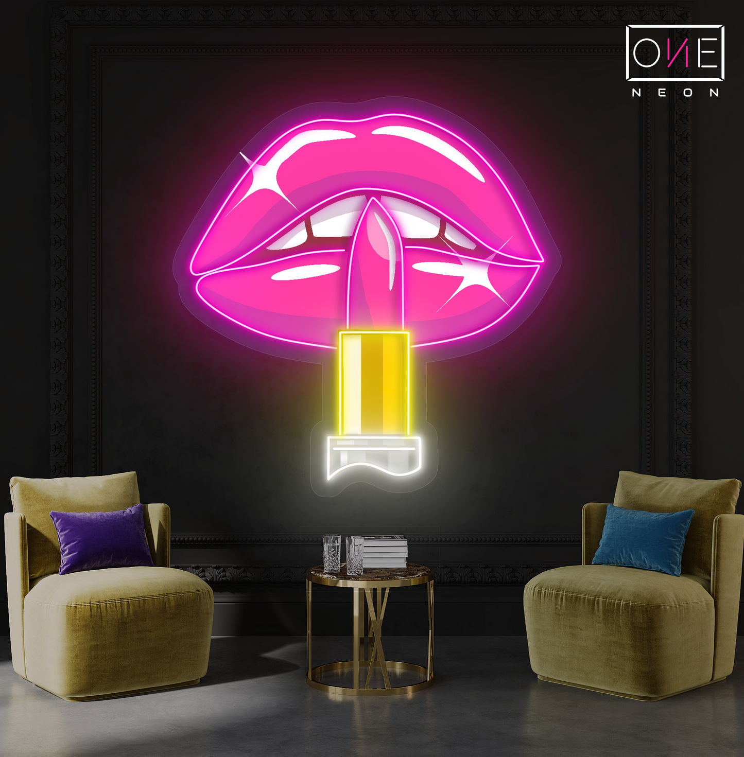 Enseigne néon LED œuvre d'art Luxe Lips