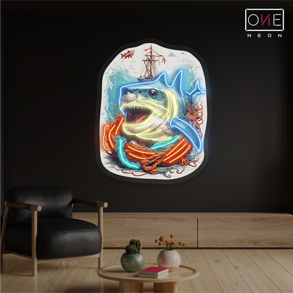 Enseigne néon LED "Attaque de requin"