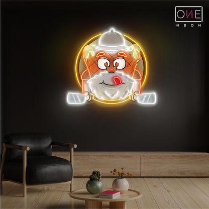 Enseigne néon LED mascotte de steak de viande