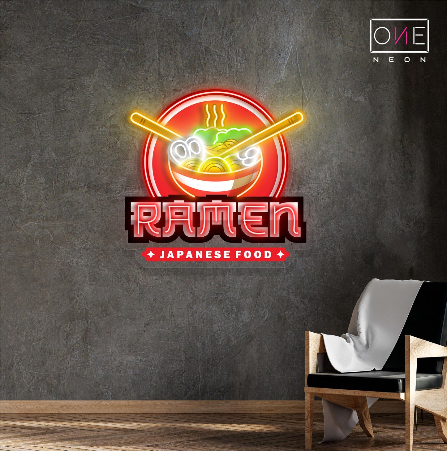 Enseigne néon LED œuvre d'art alimentaire japonaise ramen