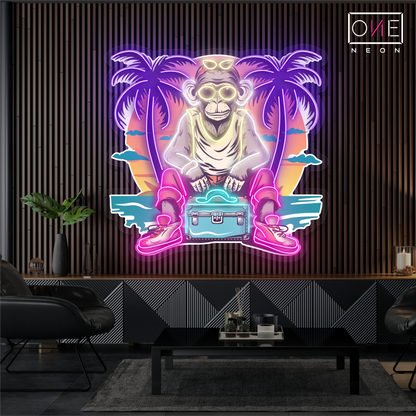 Enseigne Néon LED "Chill Monkey Vibes Artwork"