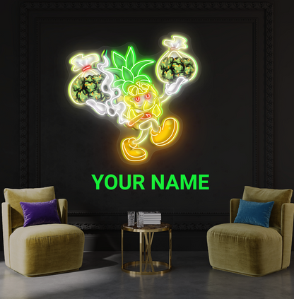 Enseigne néon LED œuvre d'art "Pineapple Hustler"