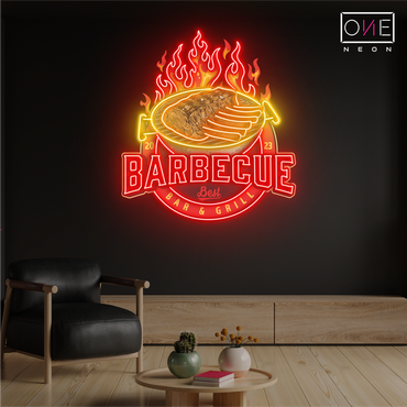 Enseigne lumineuse LED néon « Barbecue Bar & Grill »
