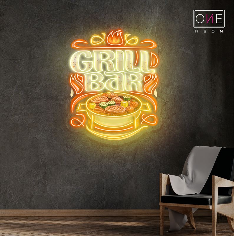 Enseigne néon LED "BBQ Grill Bar Artwork"