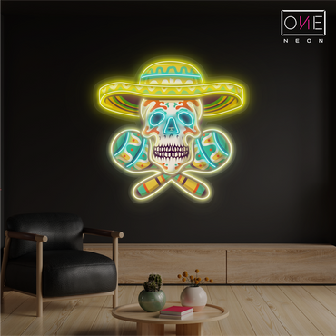Enseigne néon LED artistique Calavera mexicaine