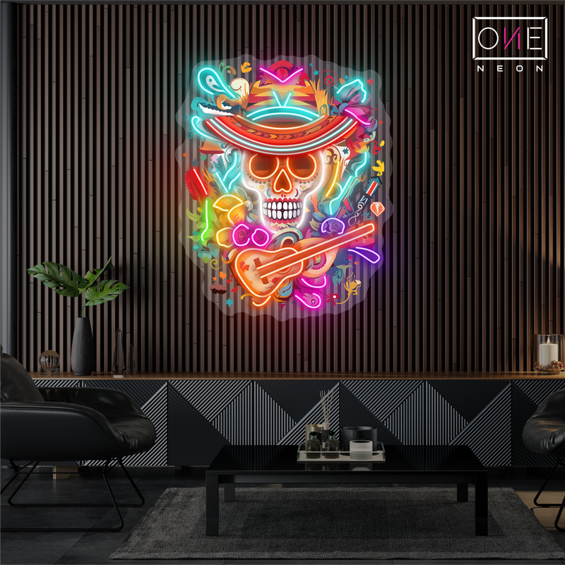 Enseigne néon LED œuvre d'art jour des morts