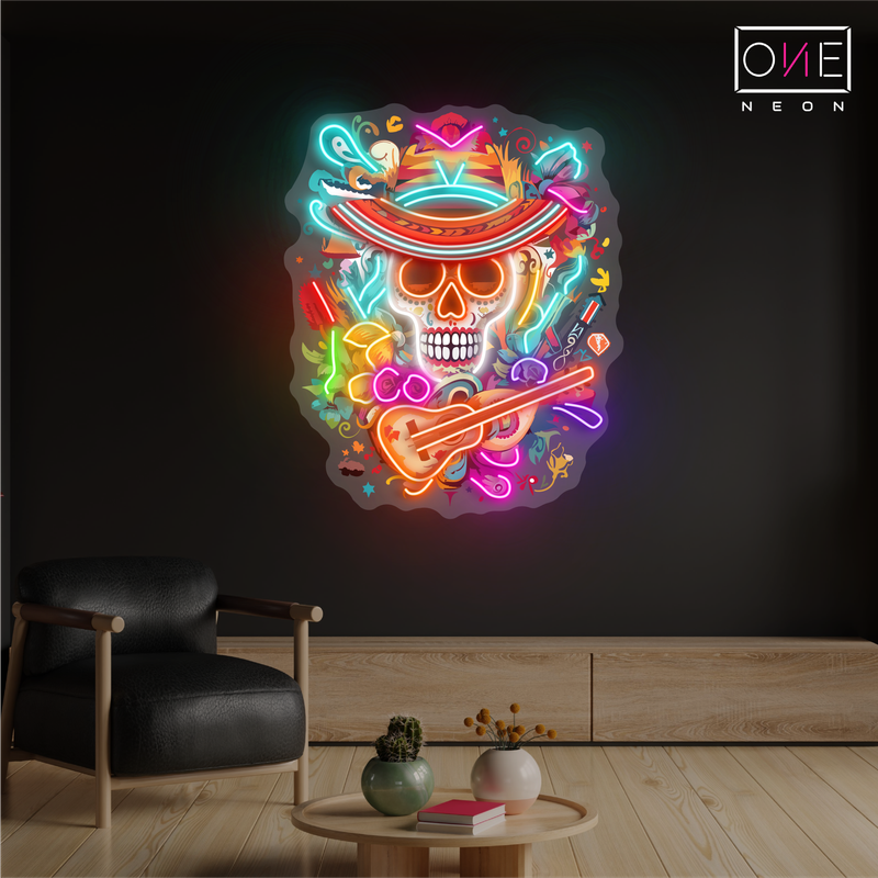 Enseigne néon LED œuvre d'art jour des morts