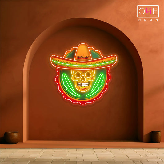 Enseigne néon LED Tête de mort Calavera