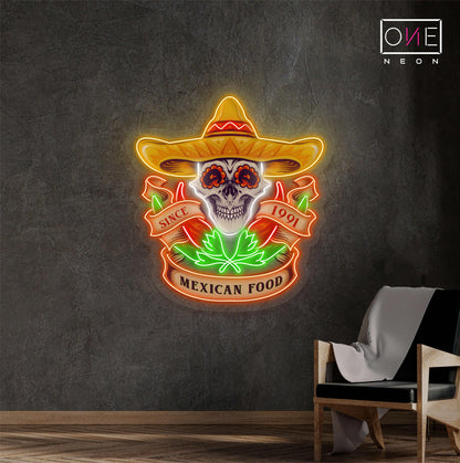 Mexican Food Skull Artwork Led Neon Sign