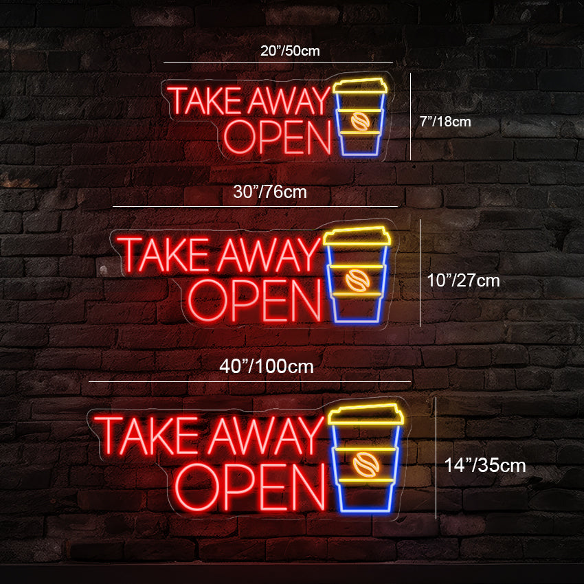 Take Away Coffee - Open Led Neon Sign